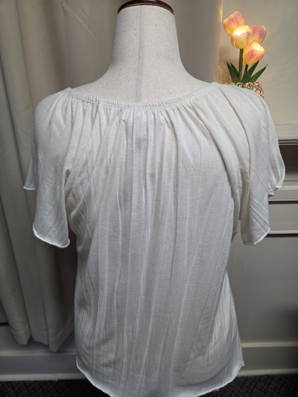 NWOT New York Laundry White Crochet Lace-Trim Short Sleeve Top Size XL - Picture 4 of 10